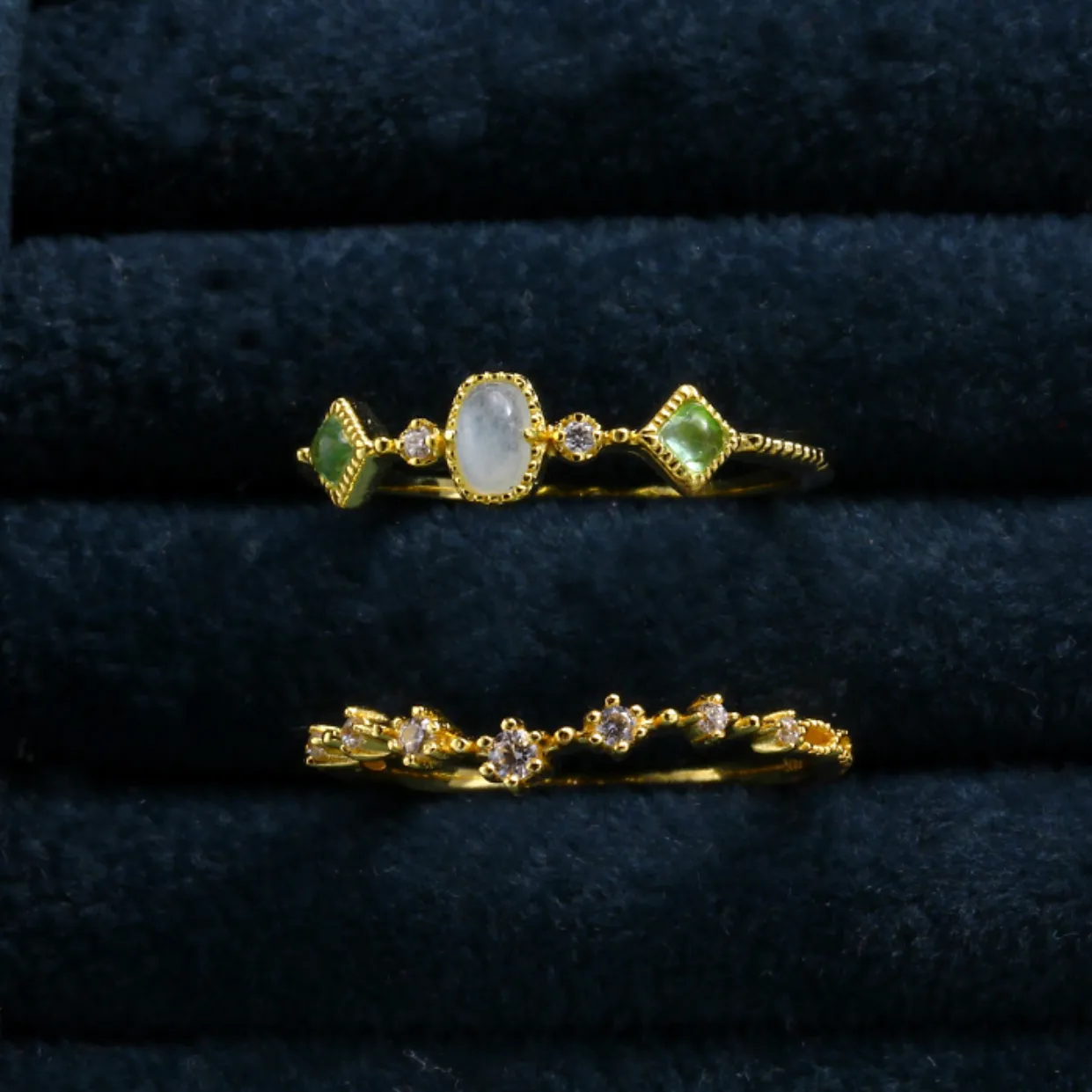 Ivy Peridot Aquamarine Gold Vermeil Ring