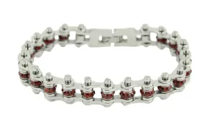 January Edition 3/8" Wide All Silver Garnet Imitation Crystal Centers Sizes 7.25", 7.75" $35.00