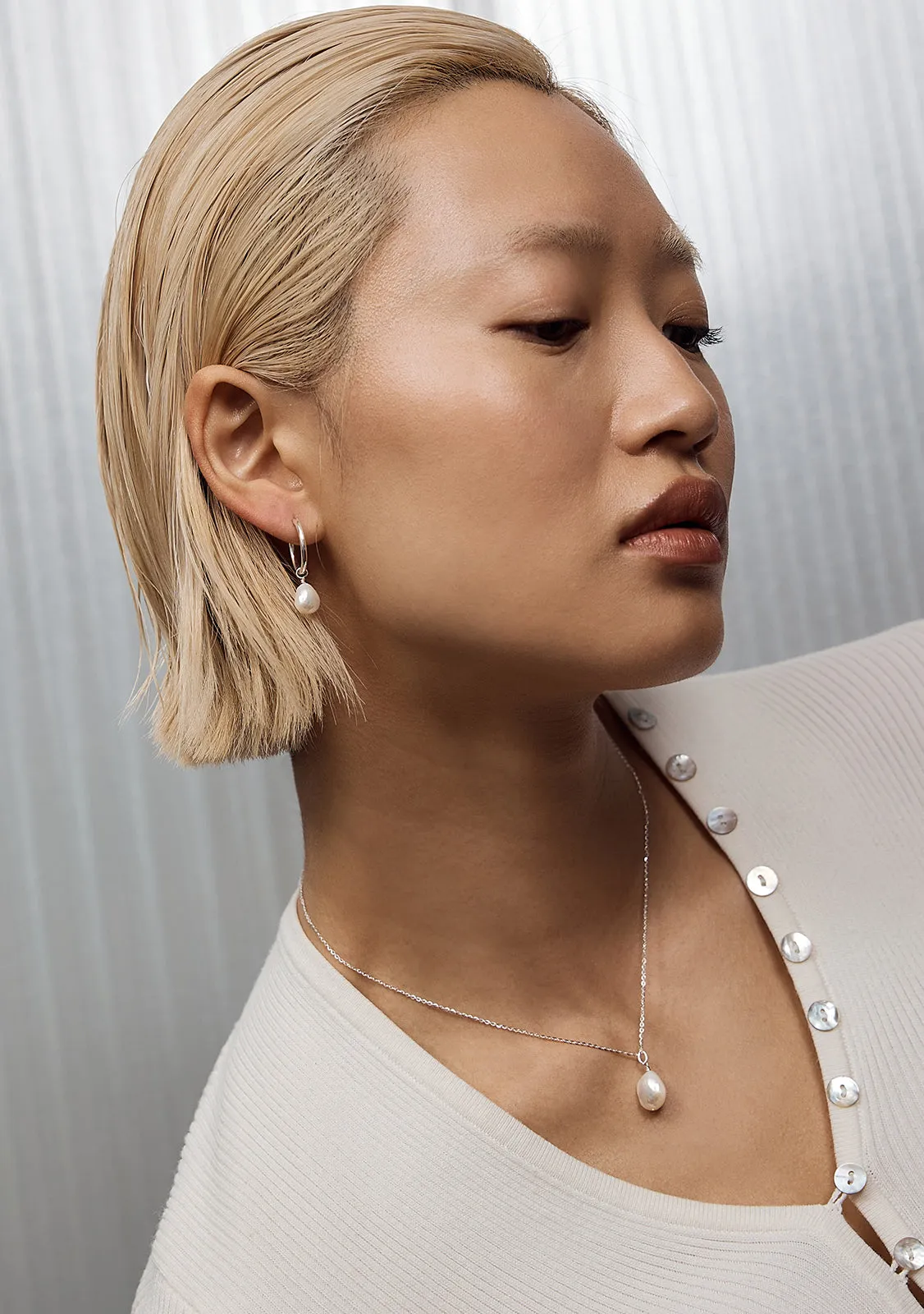 Keshi Pearl Necklace - Silver
