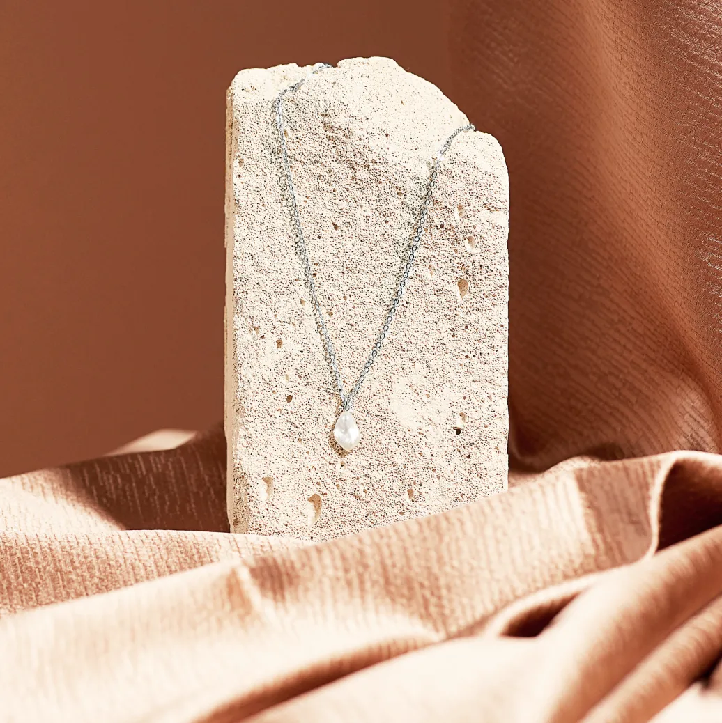 Keshi Pearl Necklace - Silver