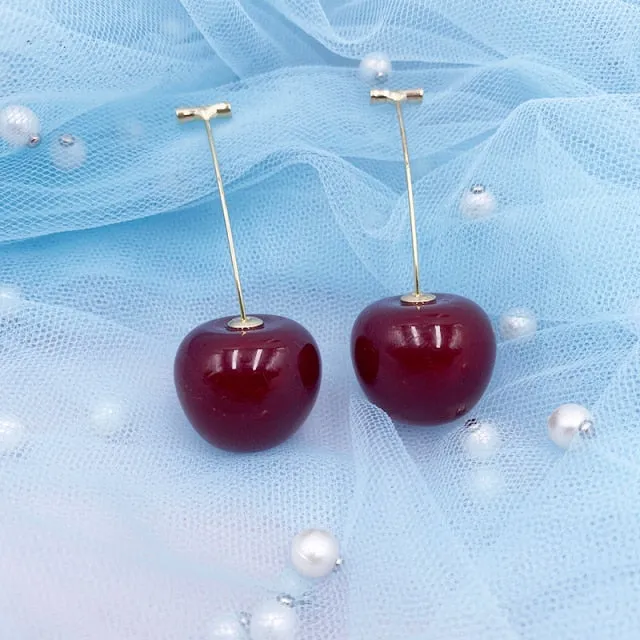 Korea Red Cherry Earrings