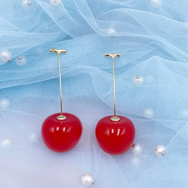 Korea Red Cherry Earrings