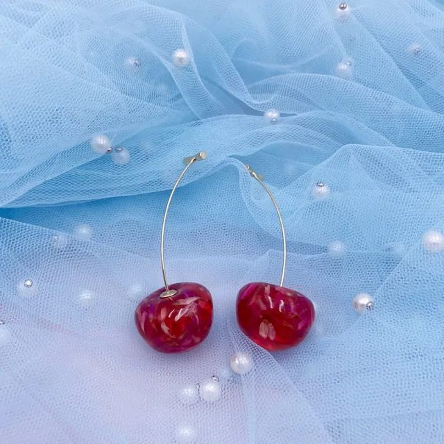 Korea Red Cherry Earrings