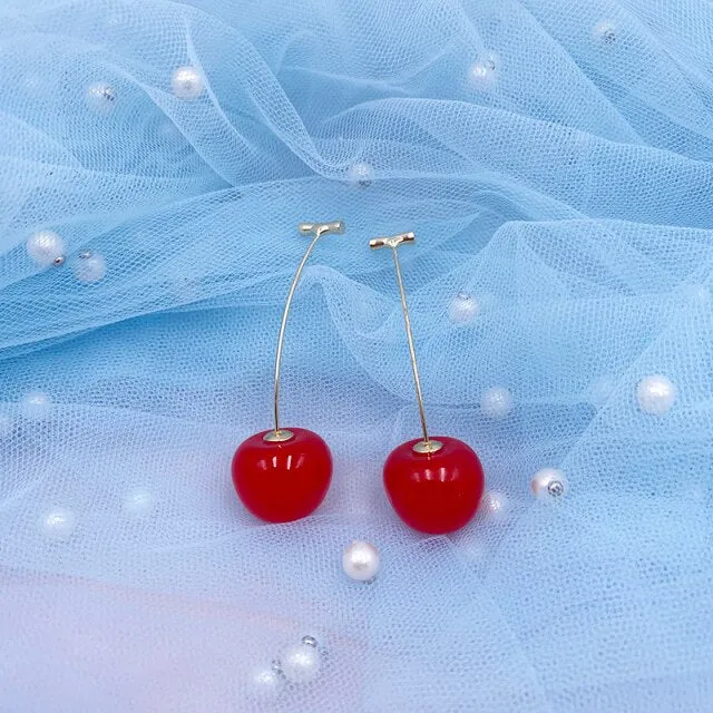 Korea Red Cherry Earrings