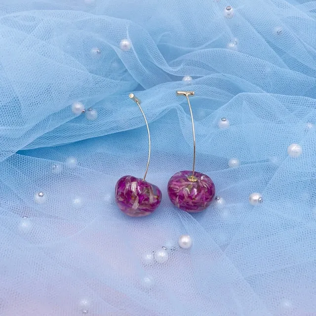 Korea Red Cherry Earrings