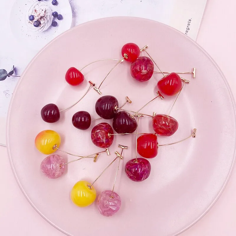 Korea Red Cherry Earrings