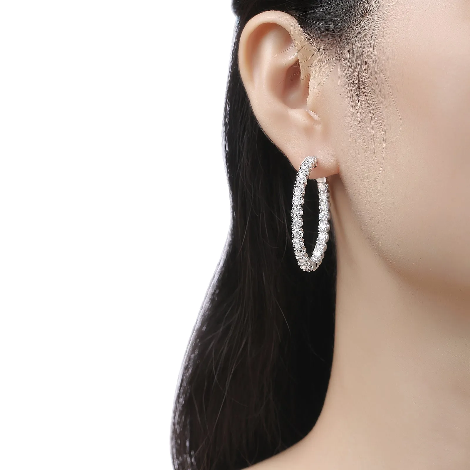 Lab Grown Diamond In and Out Diamond Hoop Earrings