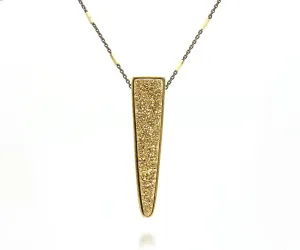 Large Elongated Triangle Gold Druzy Necklace