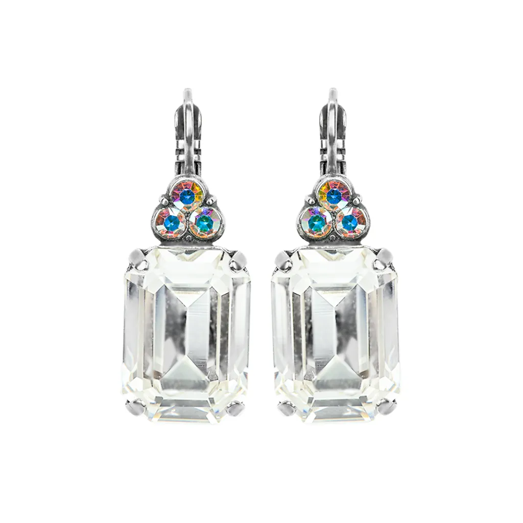 Large Emerald Cut Bridal Leverback Earrings "On A Clear Day" *Custom*