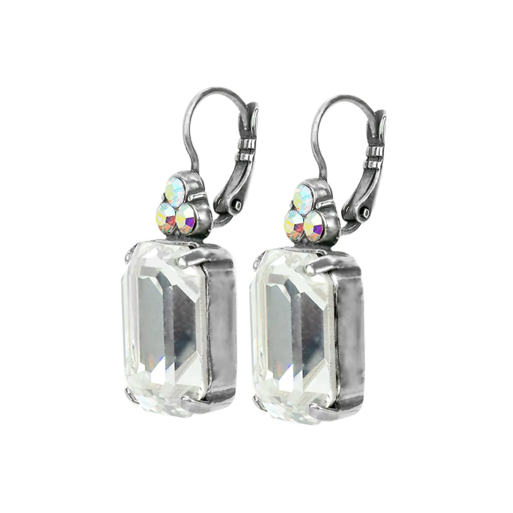 Large Emerald Cut Bridal Leverback Earrings "On A Clear Day" *Custom*