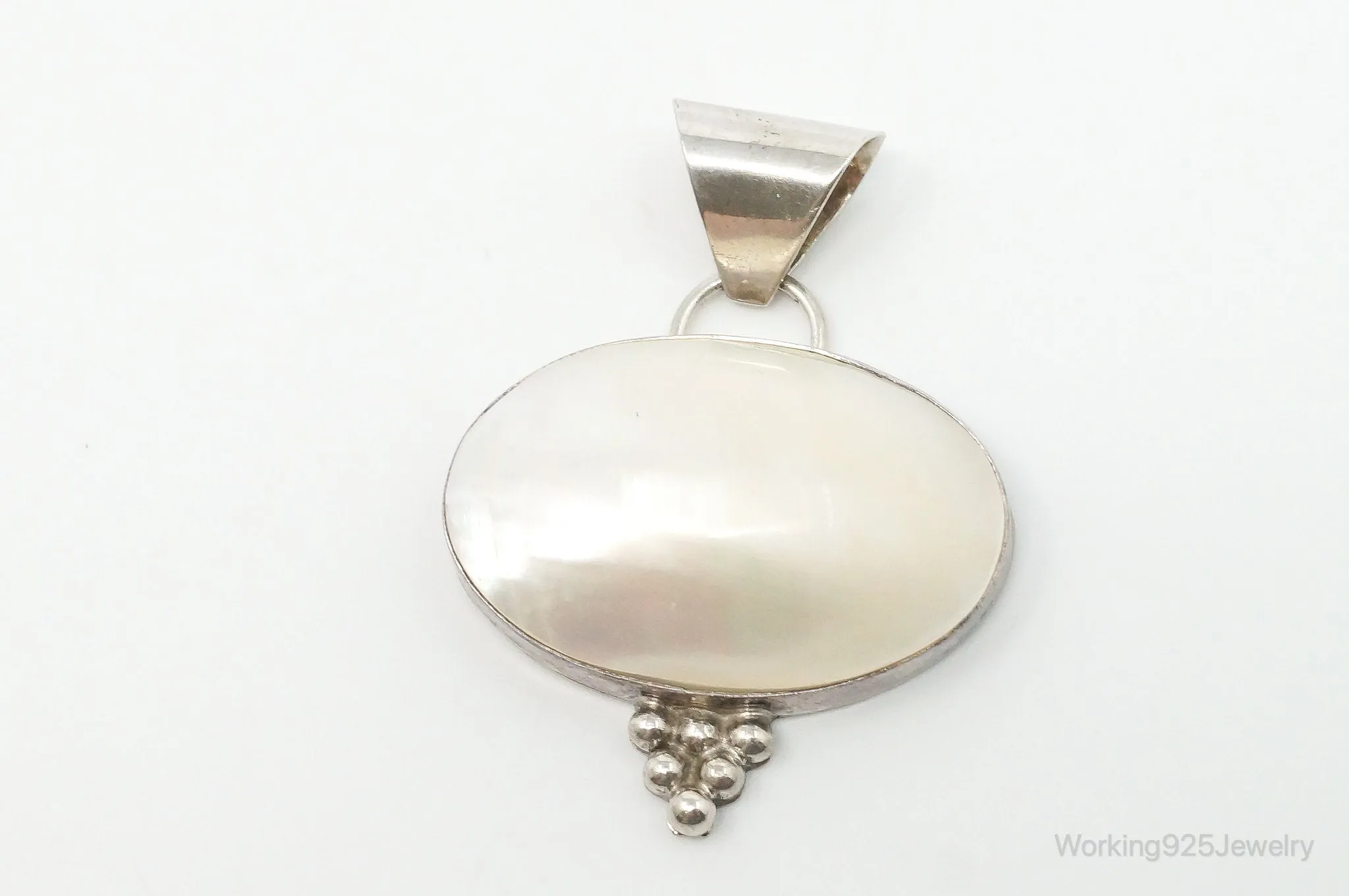 Large Native American Navajo Jason Livingston Pearl Sterling Silver Pendant