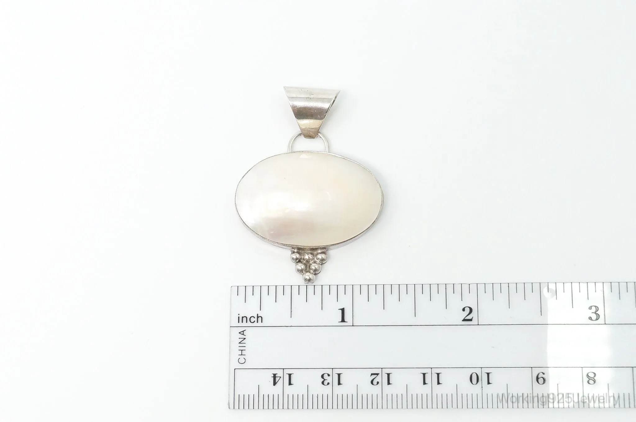 Large Native American Navajo Jason Livingston Pearl Sterling Silver Pendant