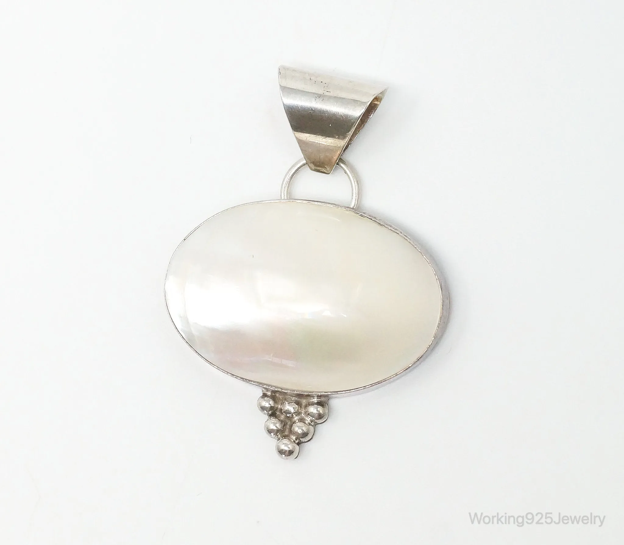 Large Native American Navajo Jason Livingston Pearl Sterling Silver Pendant