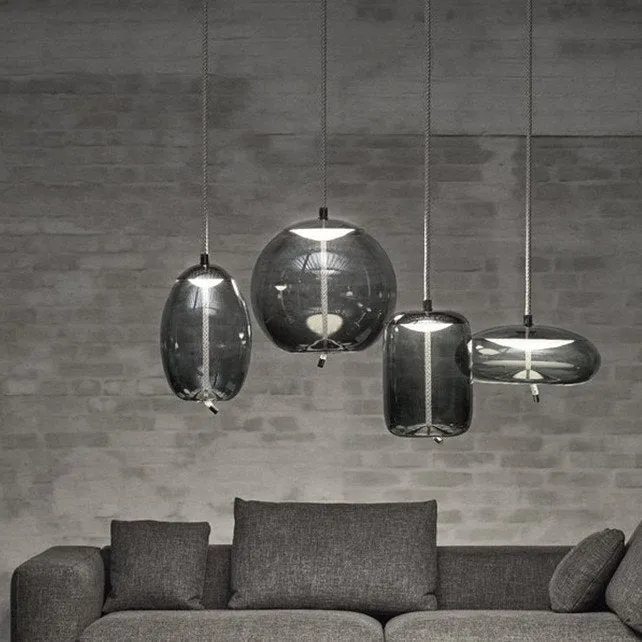 LED Multi-Shape Modern Glass Pendant Light with Multi-color Design