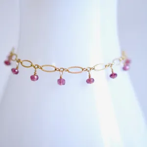 Lilibeth - Rhodolite Garnet, 14k Gold Filled Bracelet
