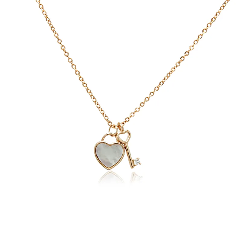 Lock & Key Mother of Pearl Necklace