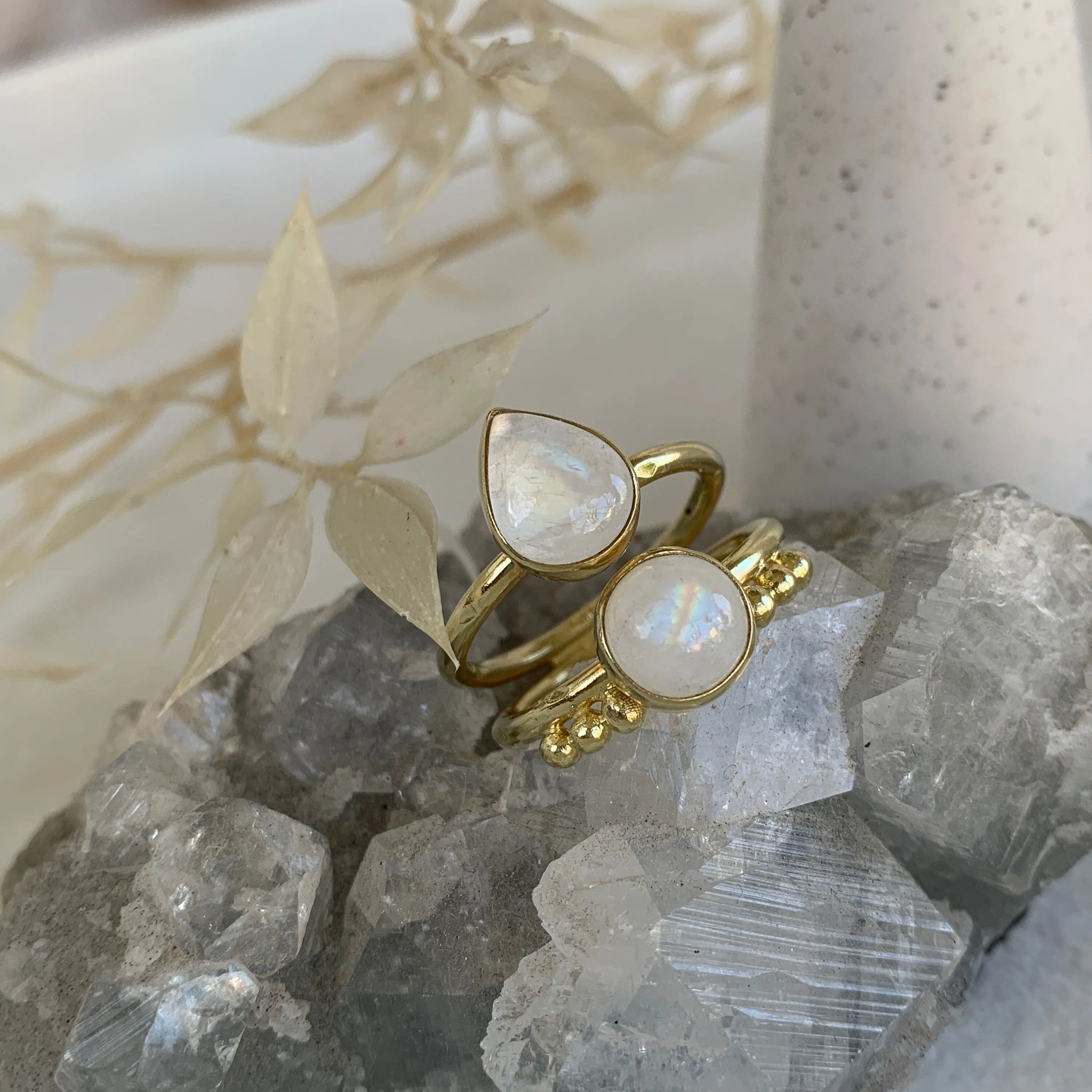 Lucia 14K Gold Rainbow Moonstone