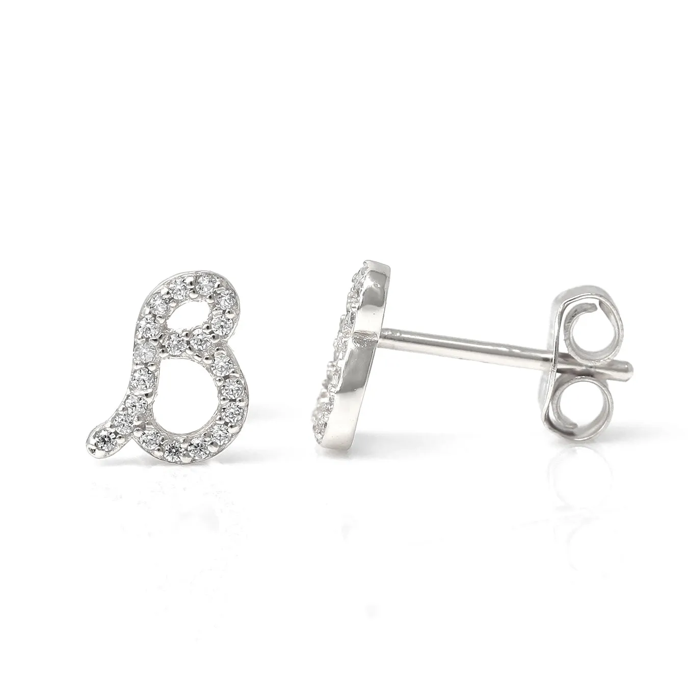 Luxe CZ Initial Earrings - Silver