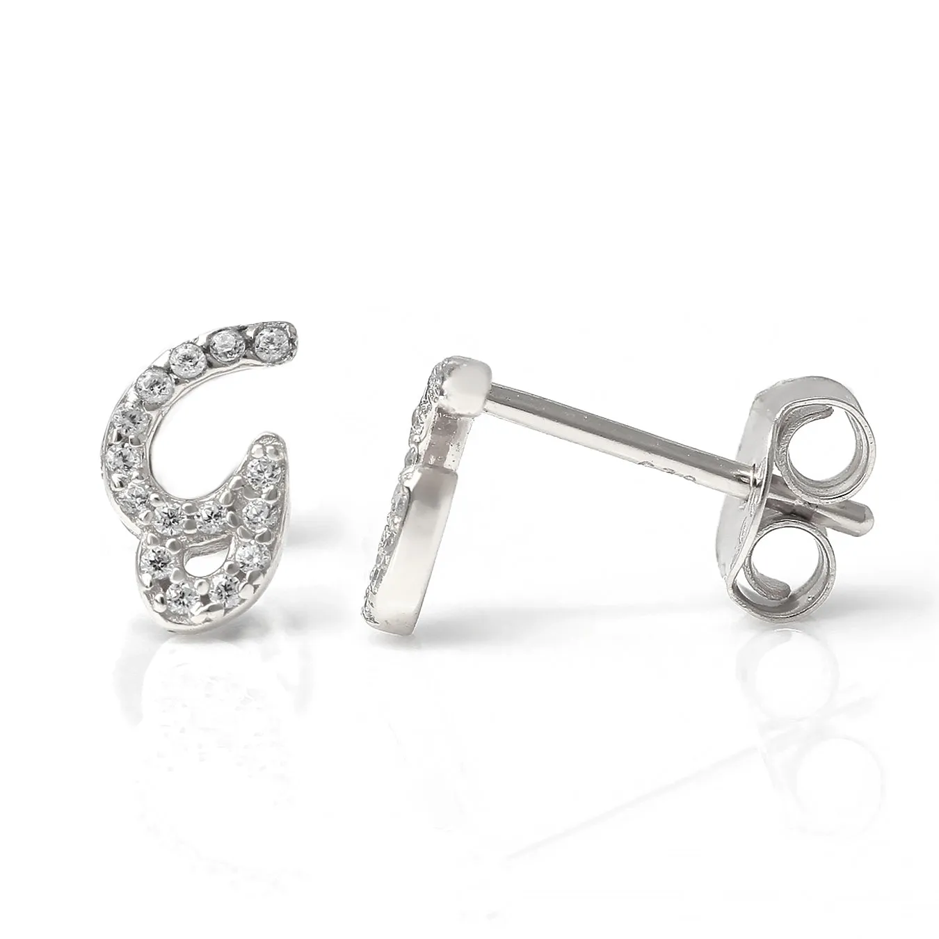 Luxe CZ Initial Earrings - Silver