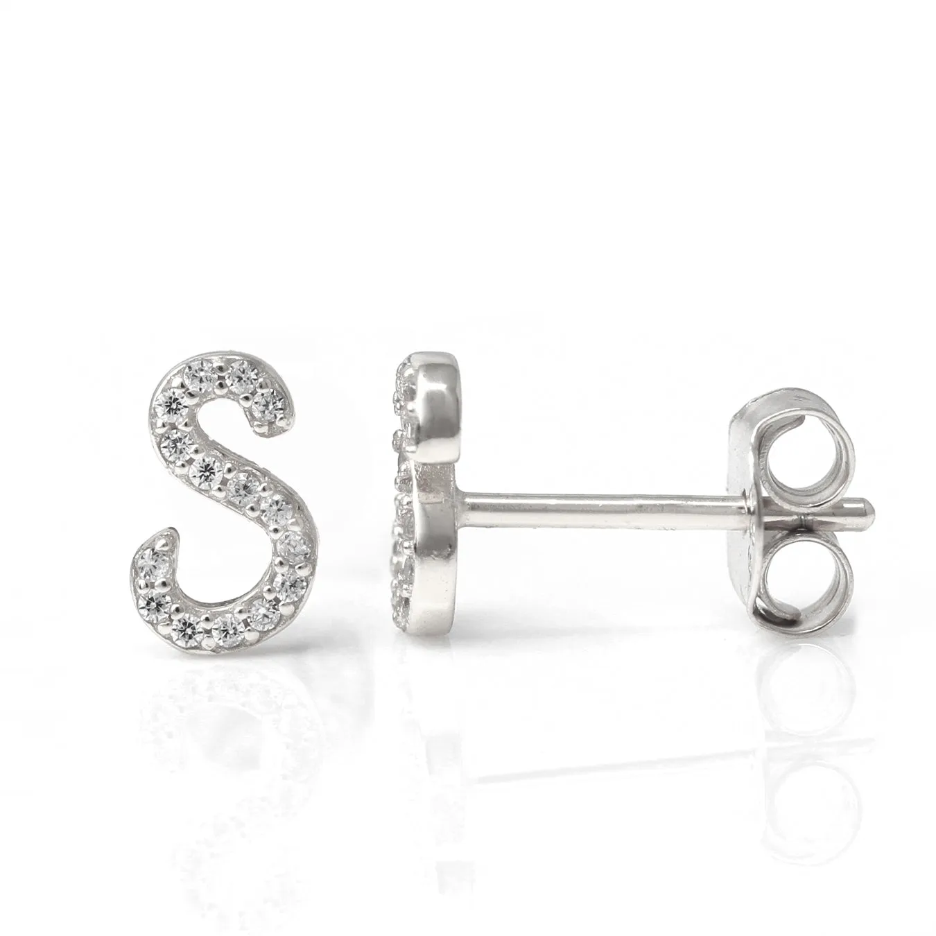 Luxe CZ Initial Earrings - Silver