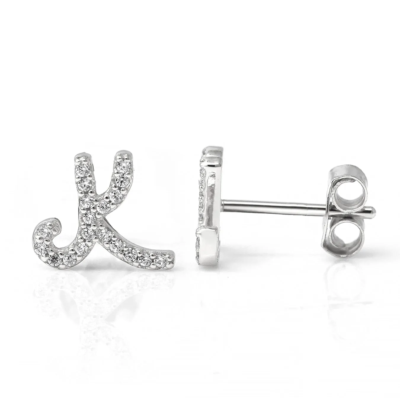 Luxe CZ Initial Earrings - Silver