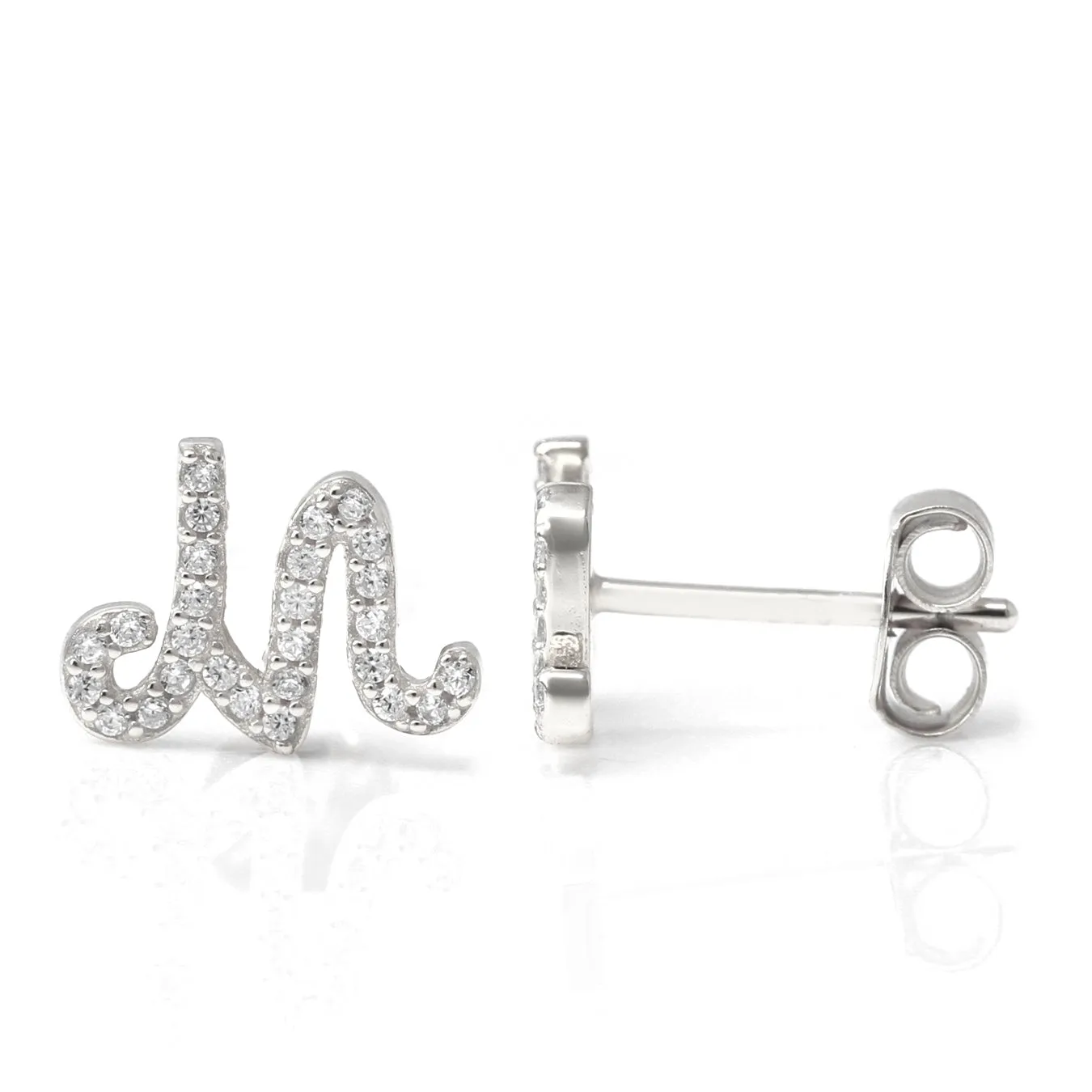 Luxe CZ Initial Earrings - Silver