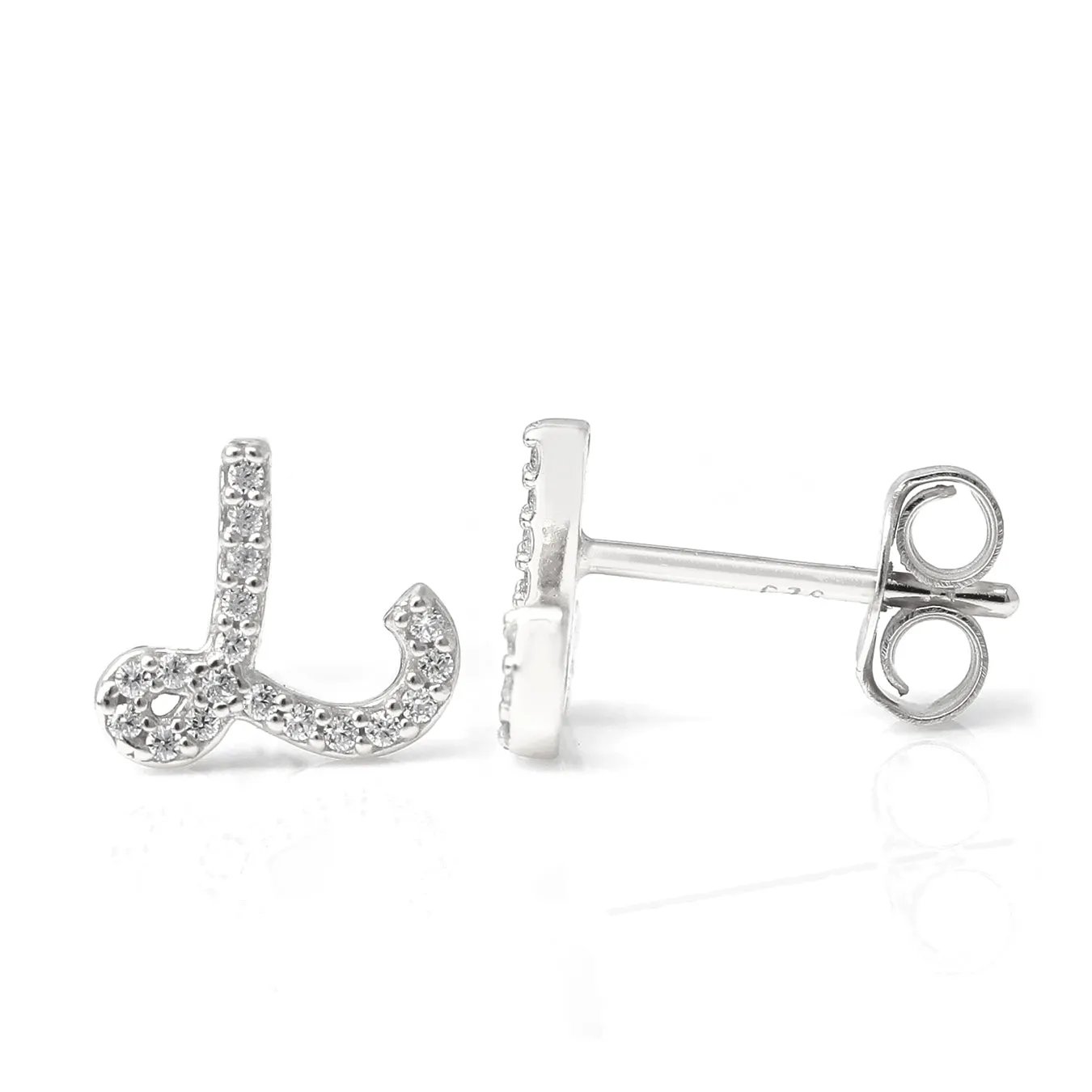 Luxe CZ Initial Earrings - Silver