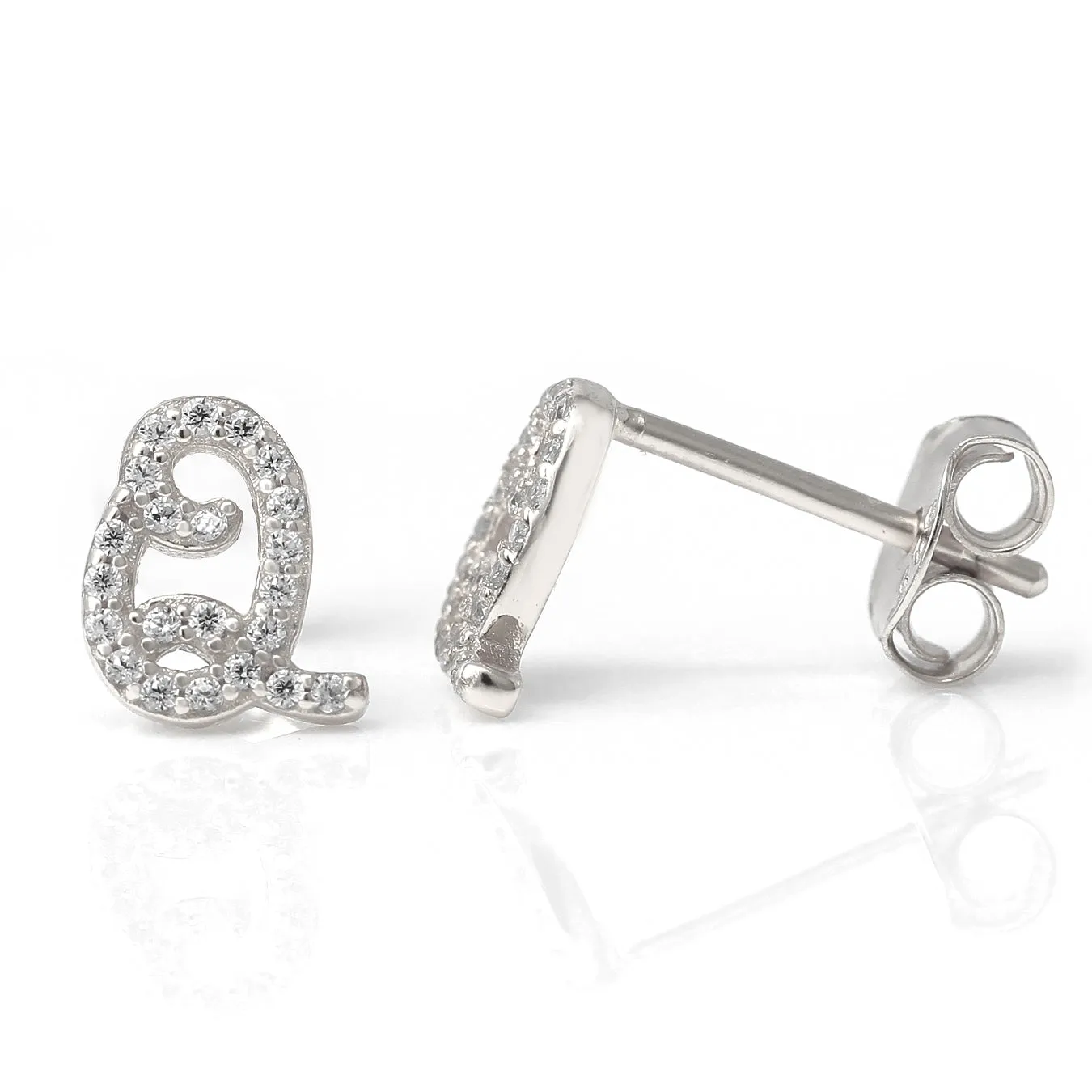Luxe CZ Initial Earrings - Silver