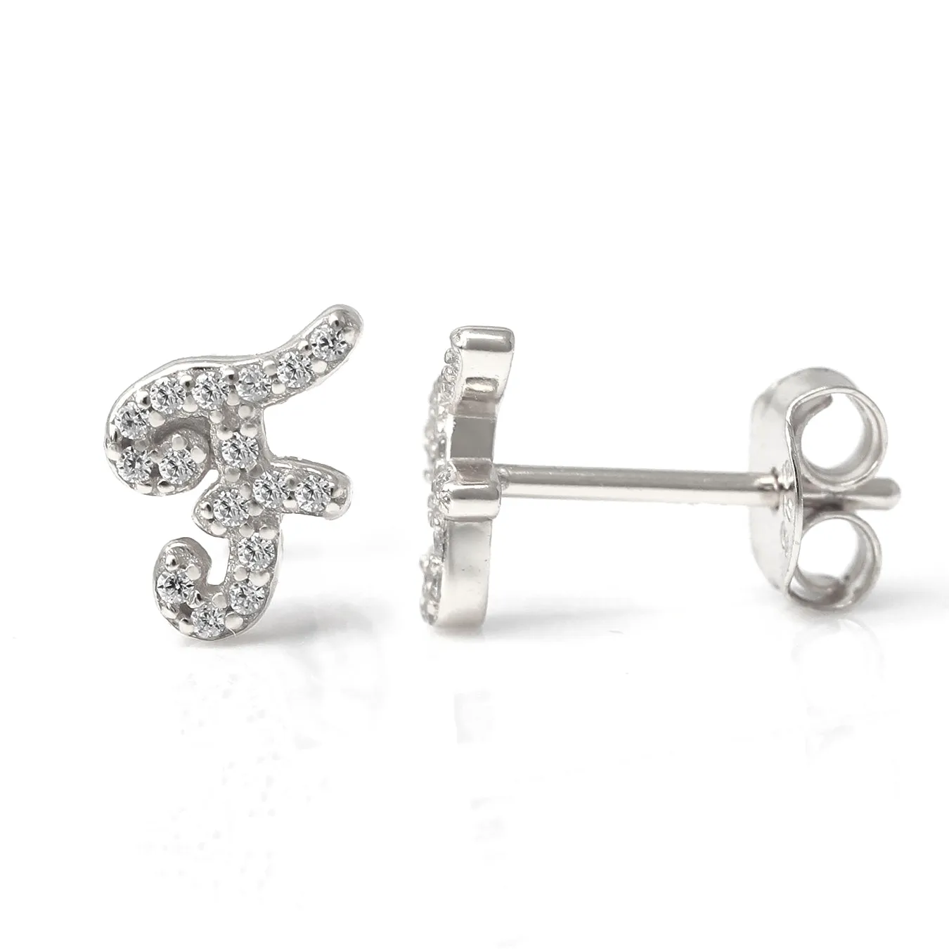 Luxe CZ Initial Earrings - Silver