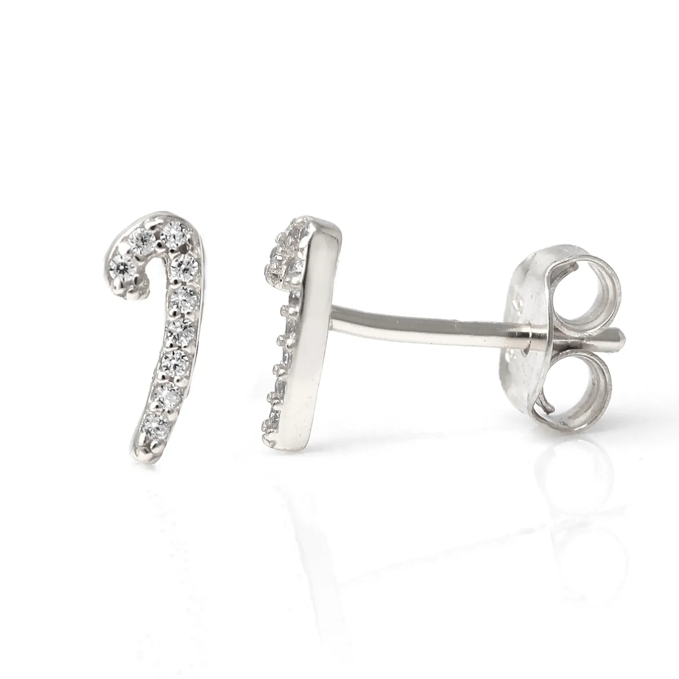 Luxe CZ Initial Earrings - Silver