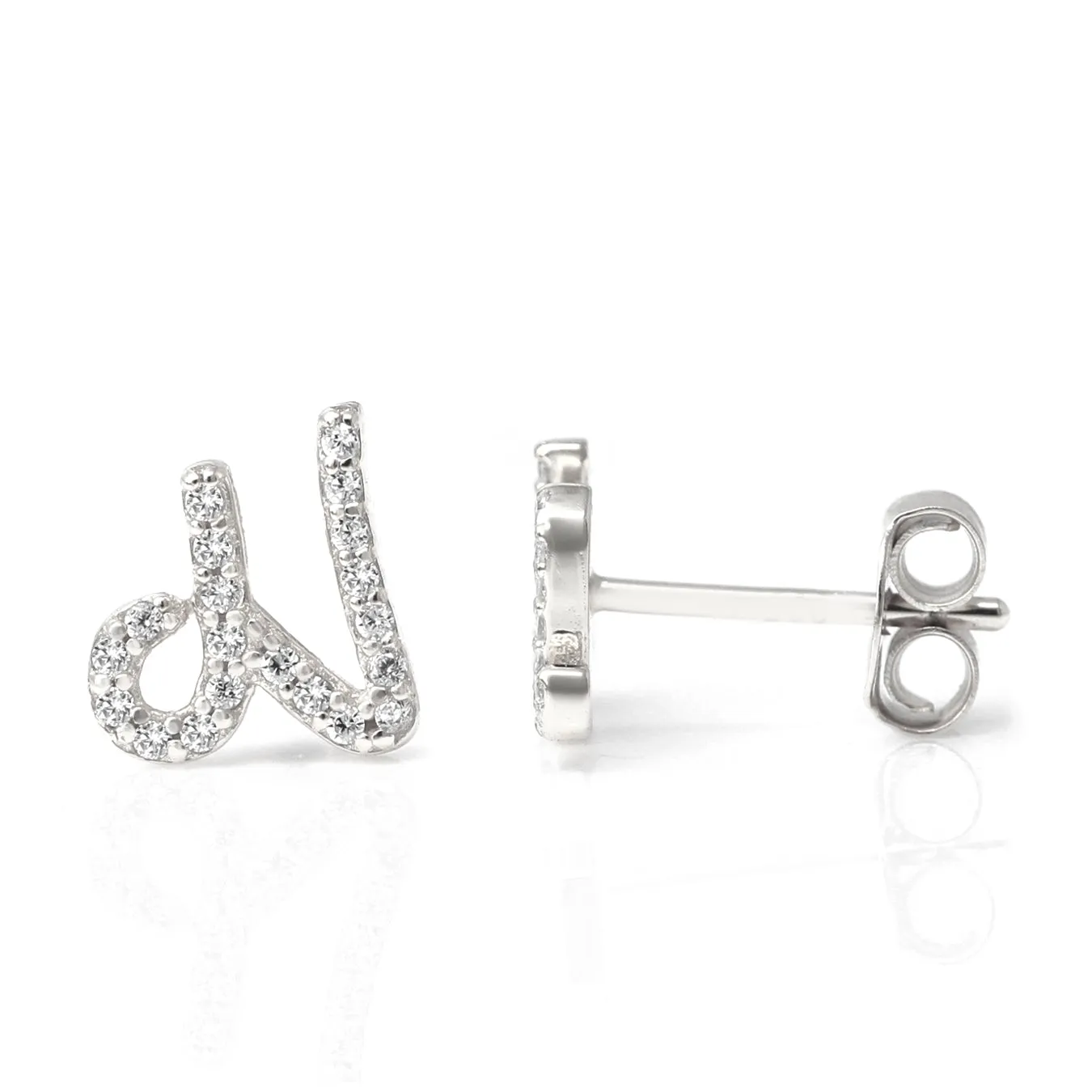 Luxe CZ Initial Earrings - Silver