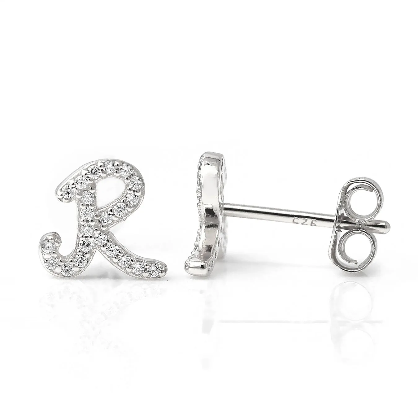 Luxe CZ Initial Earrings - Silver