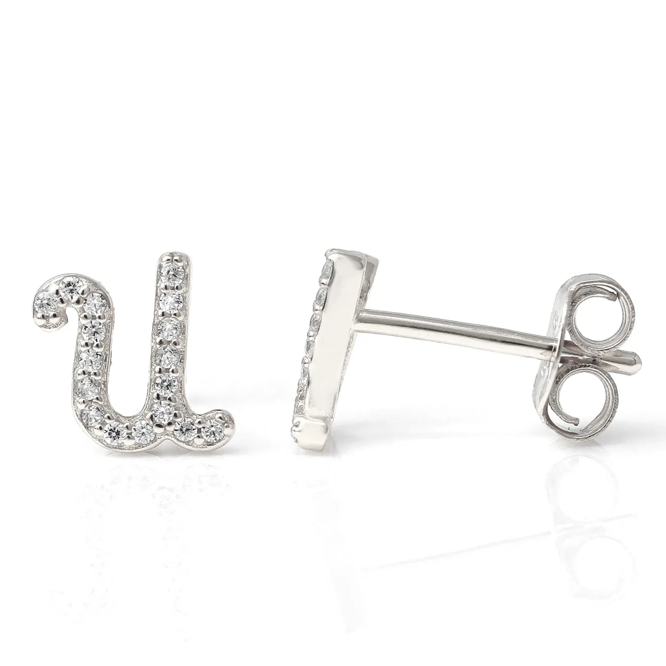 Luxe CZ Initial Earrings - Silver