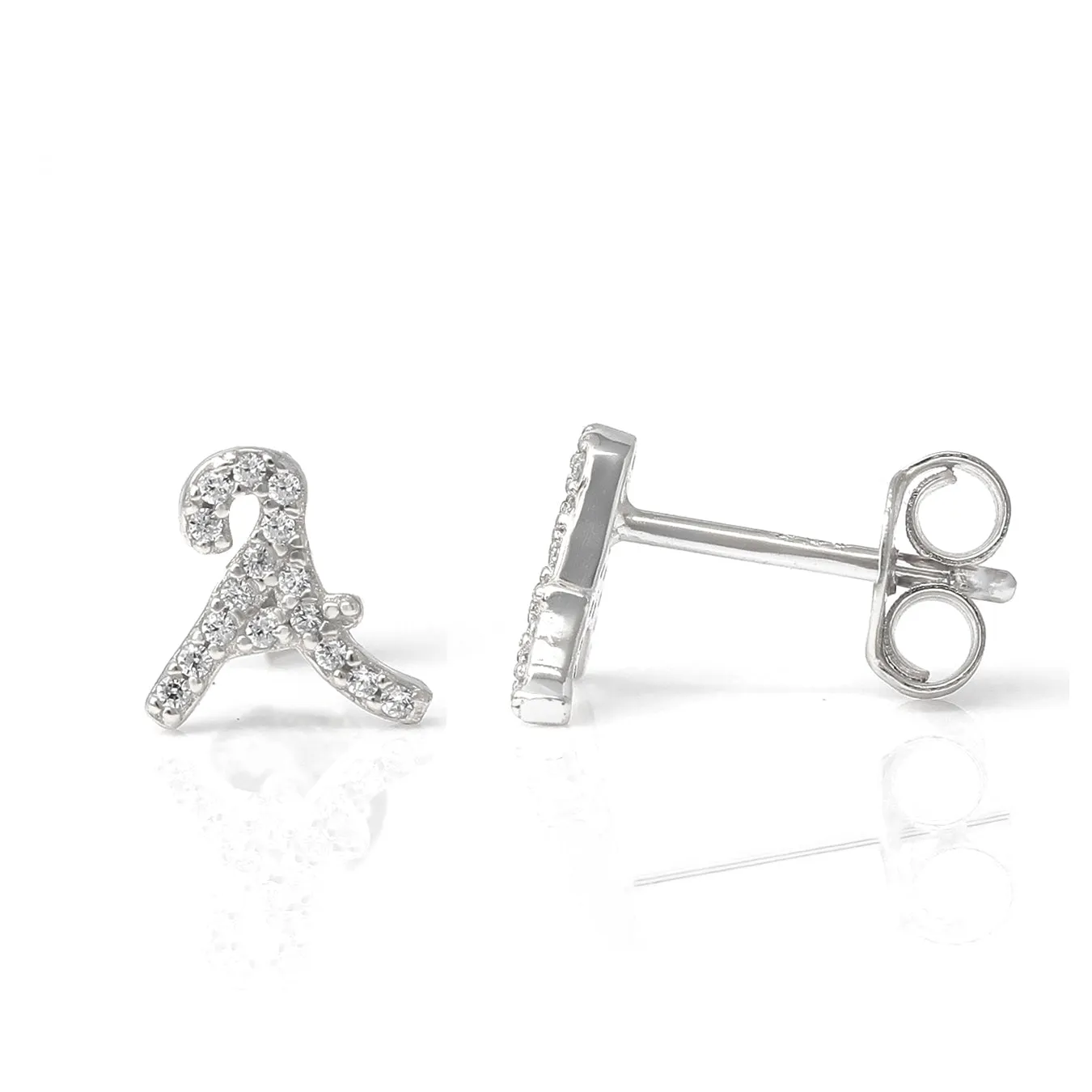Luxe CZ Initial Earrings - Silver