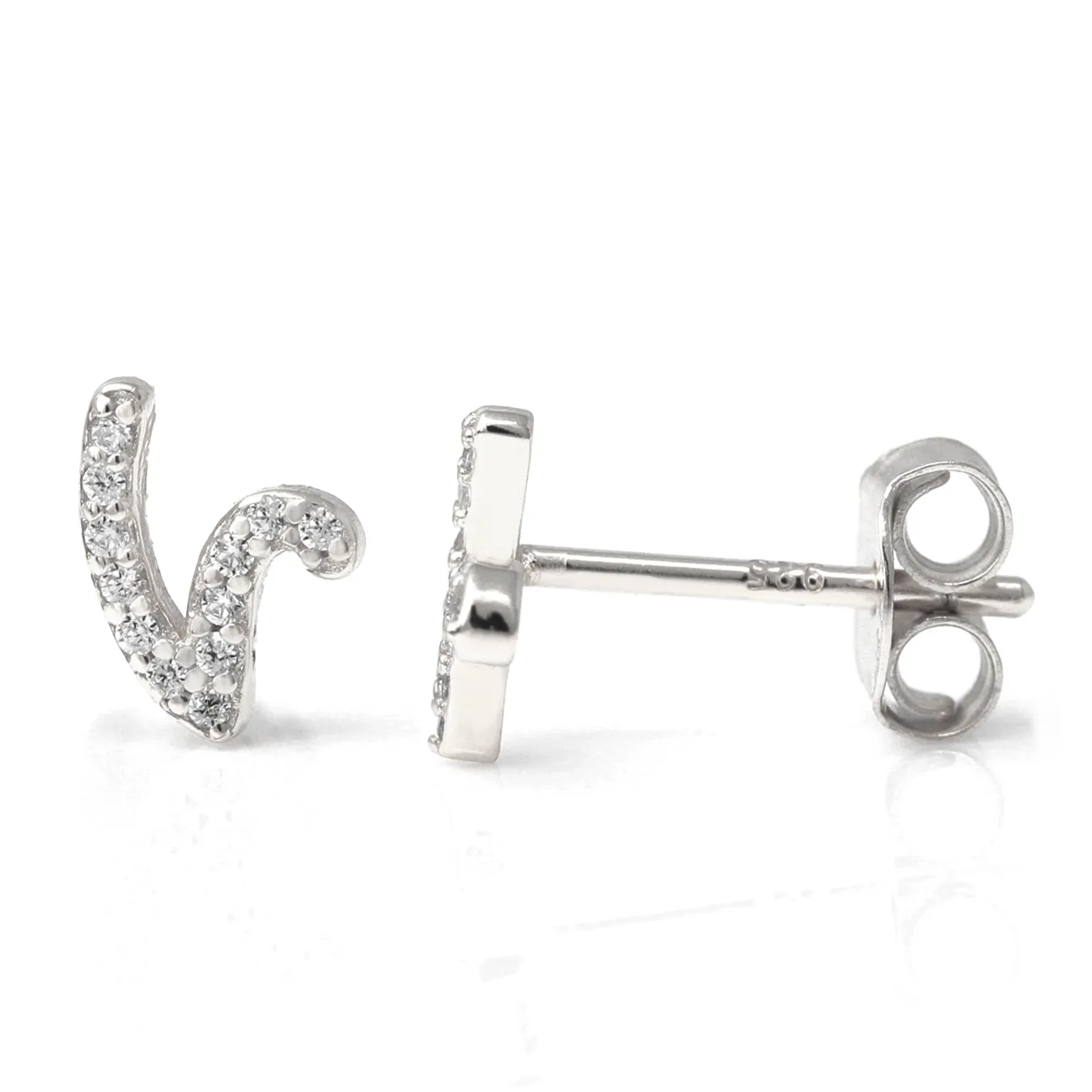 Luxe CZ Initial Earrings - Silver