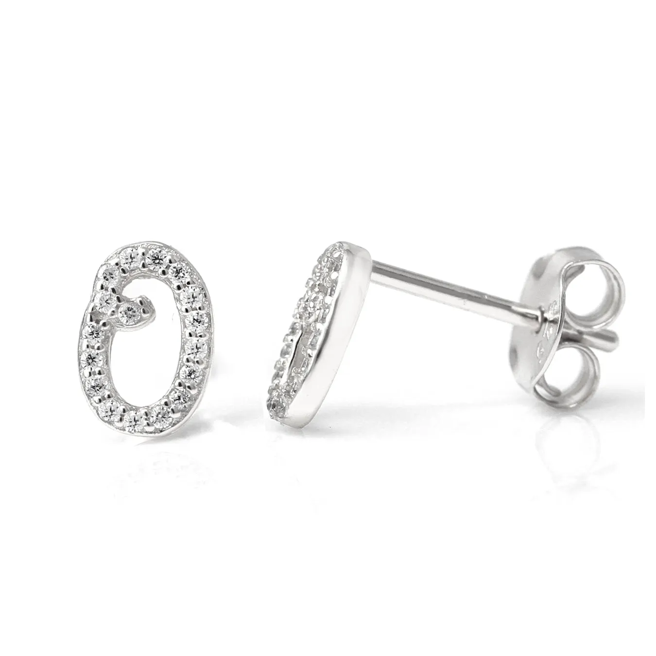 Luxe CZ Initial Earrings - Silver