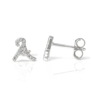 Luxe CZ Initial Earrings - Silver