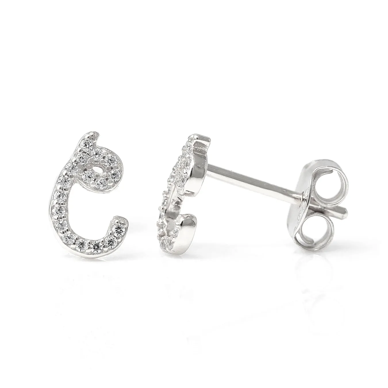 Luxe CZ Initial Earrings - Silver