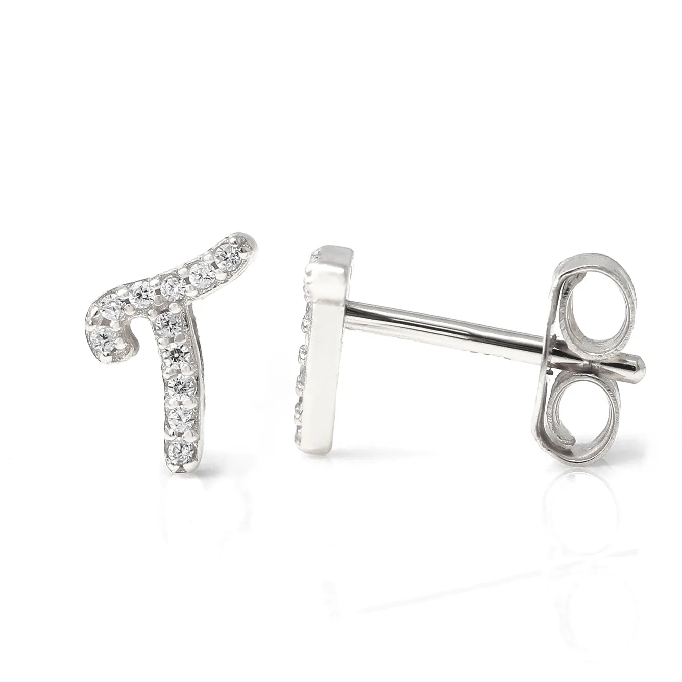 Luxe CZ Initial Earrings - Silver