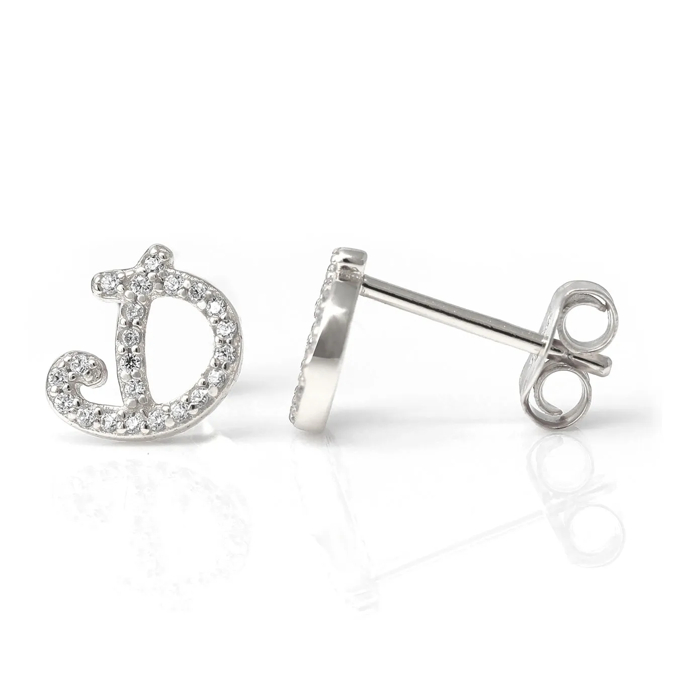 Luxe CZ Initial Earrings - Silver