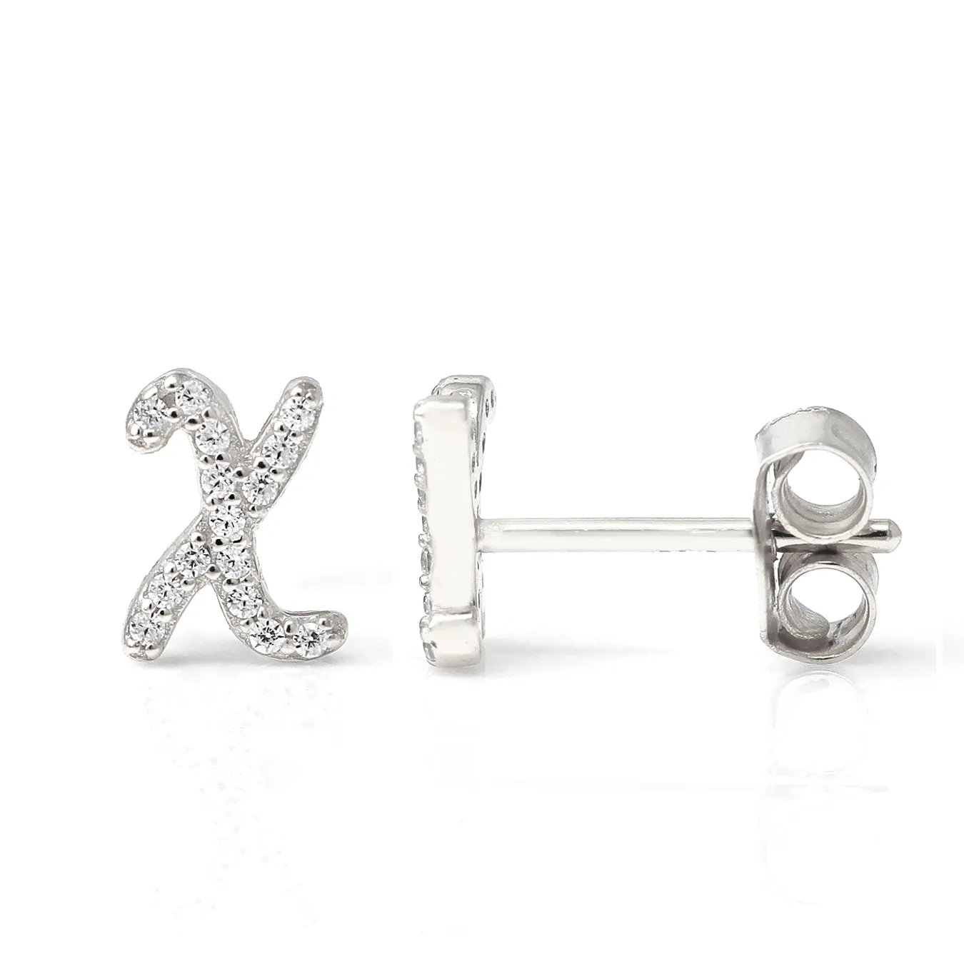 Luxe CZ Initial Earrings - Silver