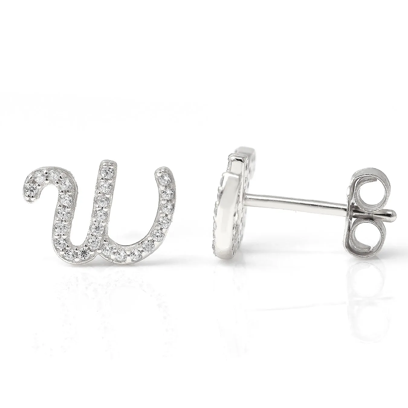 Luxe CZ Initial Earrings - Silver