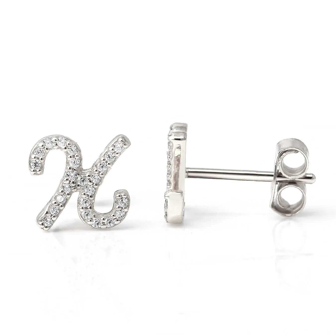 Luxe CZ Initial Earrings - Silver