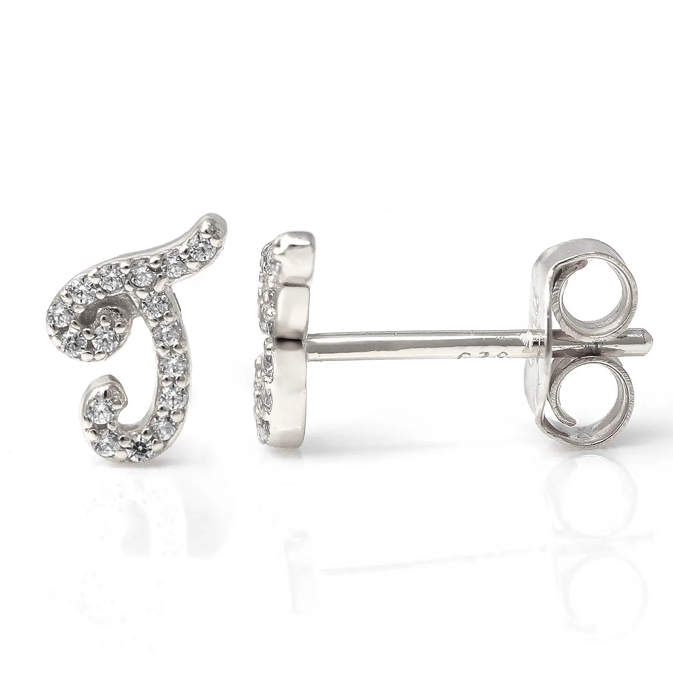 Luxe CZ Initial Earrings - Silver