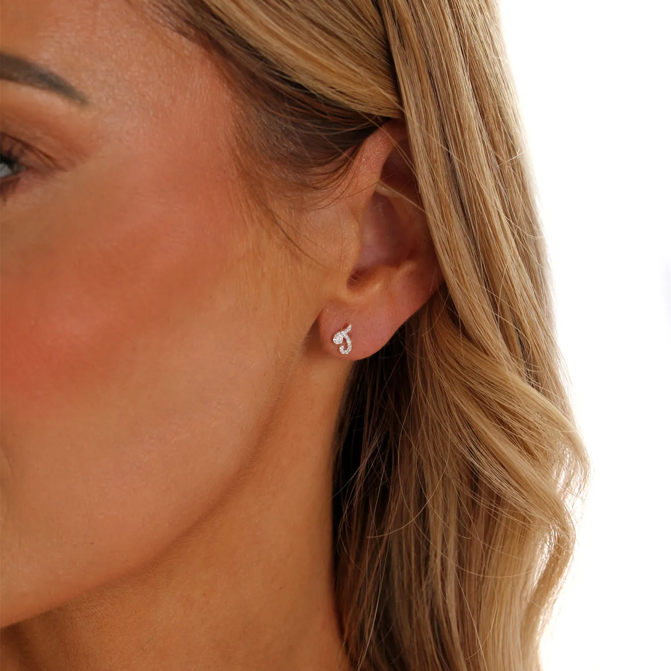 Luxe CZ Initial Earrings - Silver