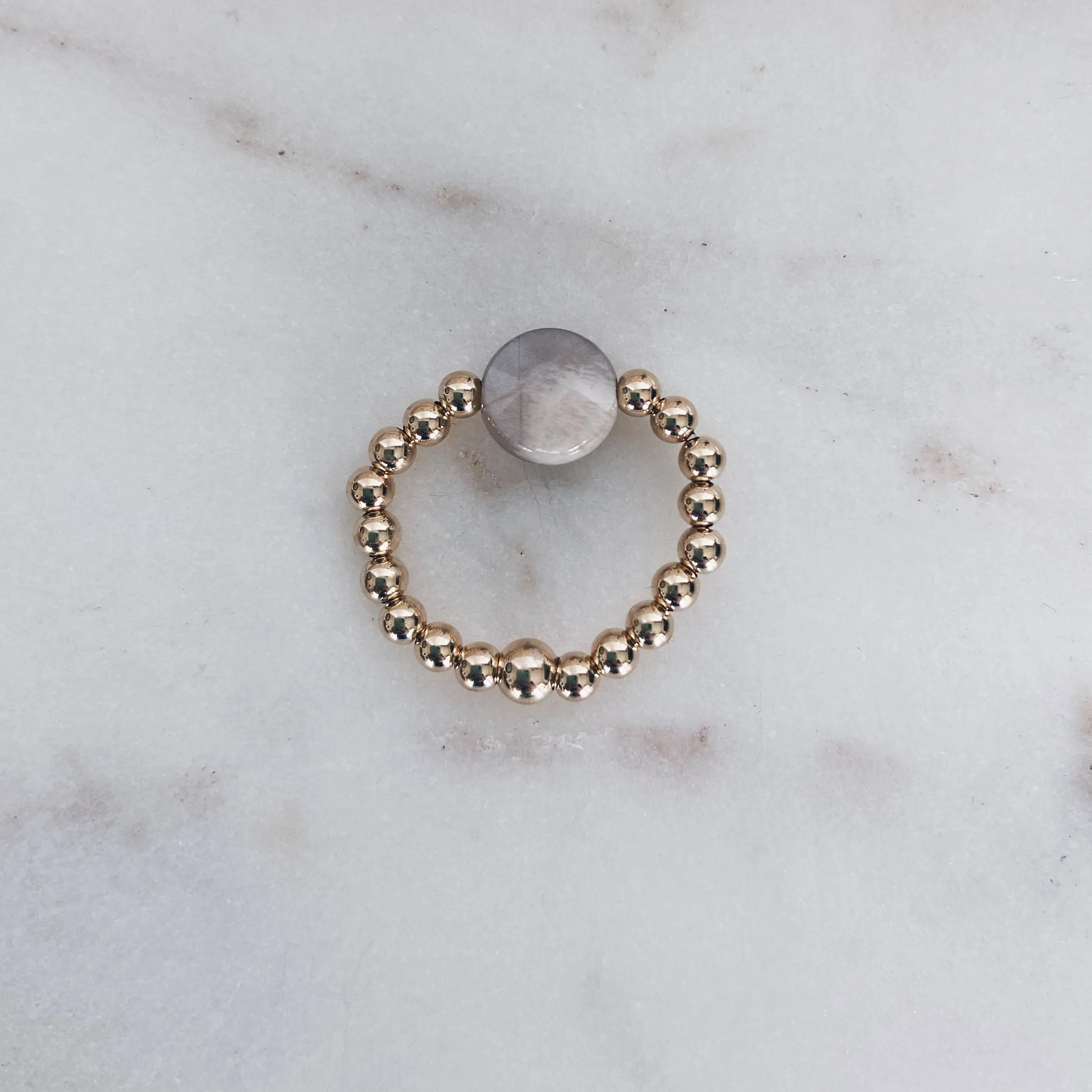 MAC & RY JEWELRY - 14K GOLD FILL BEADED MOONSTONE RING