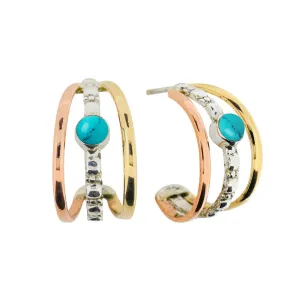 Maharani Triple Hoop Earrings - Turquoise