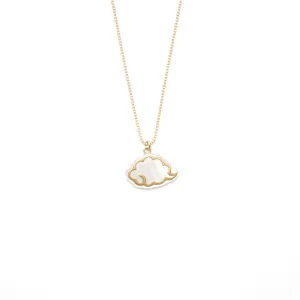 Maki-e Urushi Lacquer Pendant Necklace - White South Sea Pearl Shell / Auspicious Cloud -, Traditional Japanese Urushi Lacquer Jewelry