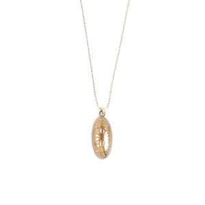 Maki-e Urushi Lacquer Pendant Necklace - White South Sea Pearl Shell / Geometric Hemp-Leaf Pattern -, Traditional Japanese Urushi Lacquer Jewelry