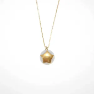 Maki-e Urushi Lacquer Pendant Necklace - White South Sea Pearl Shell / Star -, Traditional Japanese Urushi Lacquer Jewelry